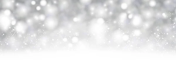 Cinza Brilhante Banner Inverno Borrado Com Neve — Vetor de Stock