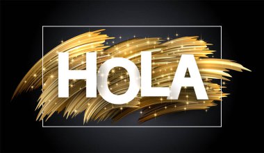 (Merhaba) parlak poster siyah altın fırça darbeleri ile Merhaba