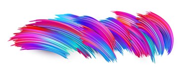 Beyaz zemin üzerinde çizilmiş renkli mavi ve pembe fırça darbeleri