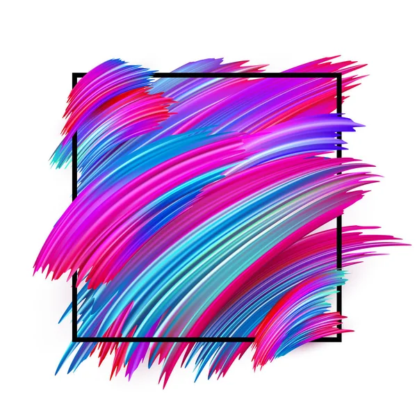 Tarjeta Abstracta Con Marco Cuadrado Pinceladas Colores — Archivo Imágenes Vectoriales