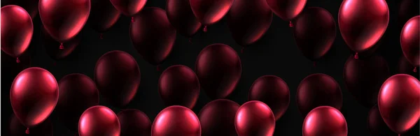 Festive Banner Red Shiny Balloons Holiday Design Vector Illustration — Stock Vector