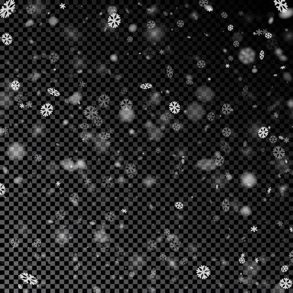 Κάρτα Θολή Νιφάδες Χιονιού Διαφανές Φόντο Για Χειμώνα Χριστούγεννα Και — Διανυσματικό Αρχείο