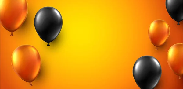 节日海报与黑色和橙色闪亮的气球 假日设计 向量例证 — 图库矢量图片