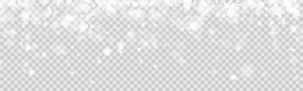 Bannière Brillante Avec Neige Sur Fond Transparent Pour Hiver Noël — Image vectorielle