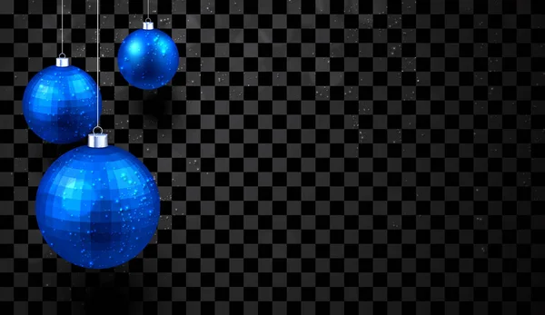 Tarjeta Navidad Año Nuevo Con Bolas Navidad Brillante Azul Sobre — Archivo Imágenes Vectoriales