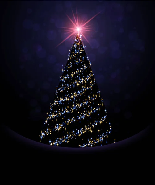 Cartaz Natal Ano Novo Com Árvore Natal Brilhante Abstrato Ilustração — Vetor de Stock
