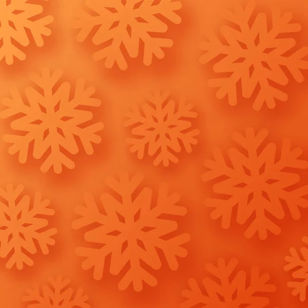 Karta Pomarańczowy Zima Płatki Śniegu Sezonowe Boże Narodzenie Nowy Rok — Wektor stockowy