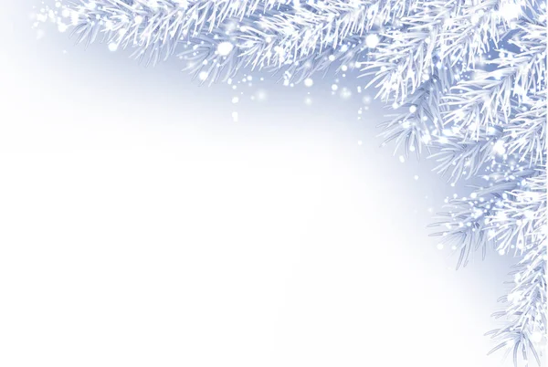 Белая Открытка Еловыми Ветвями Снегом Зимнего Новогоднего Рождественского Оформления Векторная — стоковый вектор