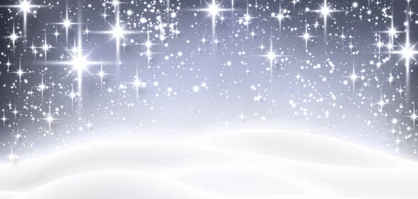 Cartel Festivo Brillante Con Paisaje Invierno Nieve Estrellas Para Decoración — Archivo Imágenes Vectoriales