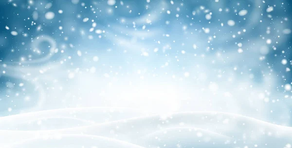 Синій Блискучий Банер Зимовим Пейзажем Снігом Хуртовиною Векторні Ілюстрації — стоковий вектор