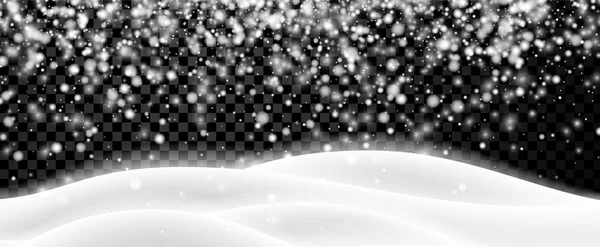 Λαμπερά Πανό Χειμερινό Τοπίο Και Χιονοπτώσεις Διαφανές Φόντο Για Εποχιακά — Διανυσματικό Αρχείο