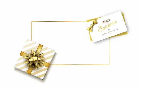 Boże Narodzenie Plakat Szablon Złoty Dar Życzeniami Ilustracji Wektorowych — Wektor stockowy