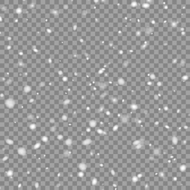 Mevsimlik, Noel ve yeni yıl tasarım için şeffaf zemin üzerinde kar taneleri ile kış desen. 