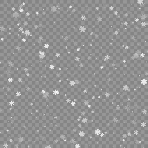 クリスマスと新年の設計のための透明な背景に雪の結晶冬パターン — ストックベクタ