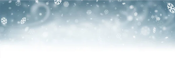 Banner Invernale Grigio Lucido Con Fiocchi Neve Vento Bufera Neve — Vettoriale Stock