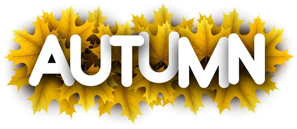 Autumn paper letters sign with yellow maple leaves. — Stock Vector