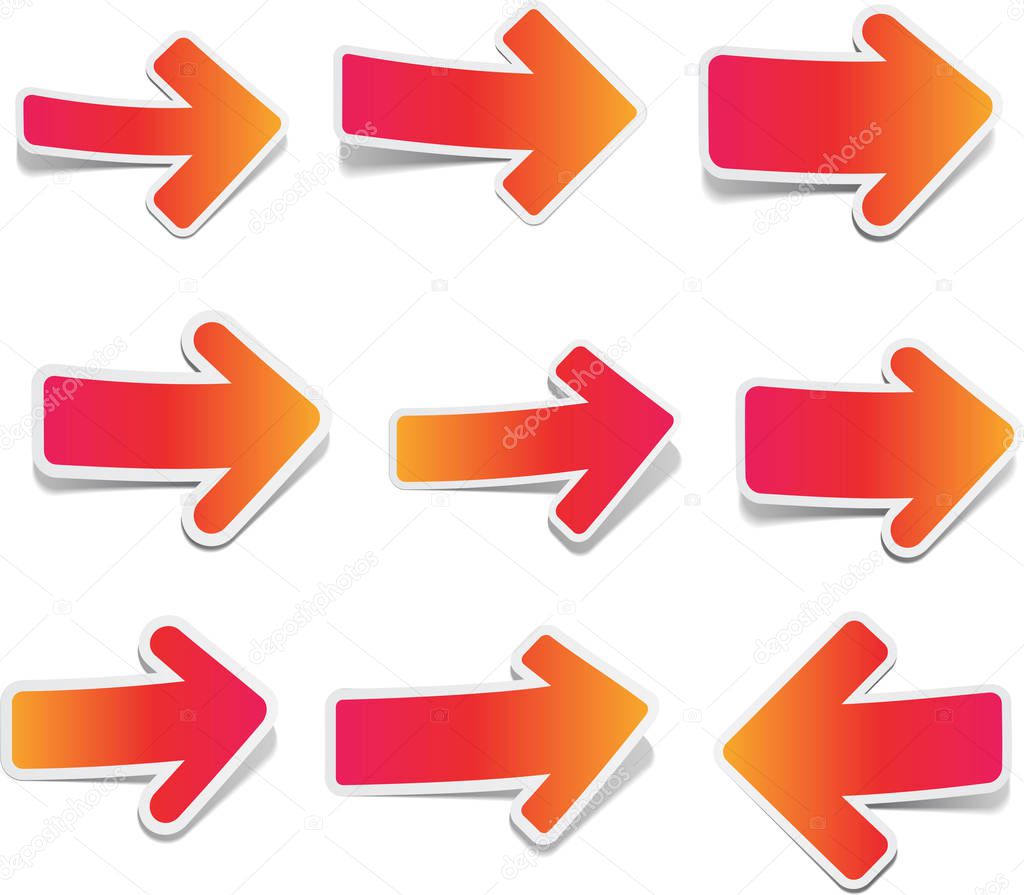 Set of straight colorful arrows.