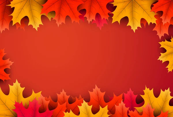 Liście jesienią tło z klon kolorowy. — Wektor stockowy
