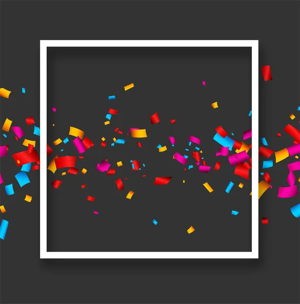 Fond festif gris avec confettis colorés . — Image vectorielle