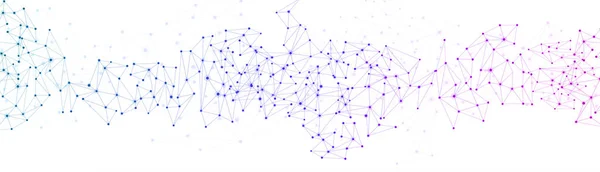 Panji horisontal komunikasi sosial global dengan netw berwarna-warni - Stok Vektor