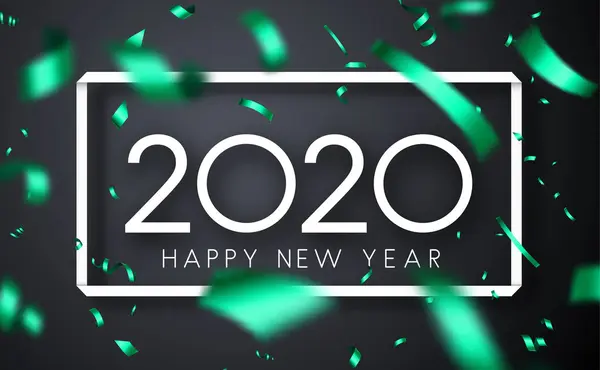 祝你2020年新年快乐，贺卡上有绿色模糊的圆饼. — 图库矢量图片