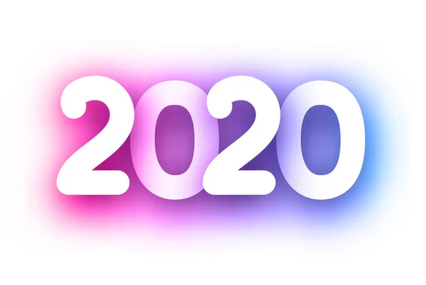 보라색 스펙트럼 2020 새해 축제 간판 흰색 배경에. — 스톡 벡터