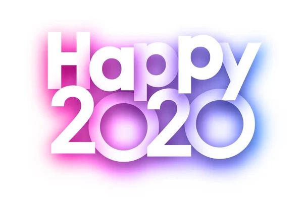 Espectro púrpura Feliz 2020 año nuevo signo festivo sobre fondo blanco — Vector de stock