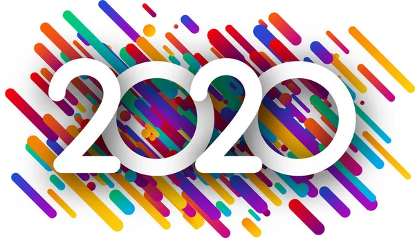 2020 Nowy znak roku z kolorowymi płaskimi pociągnięciami farby na białym woreczku — Wektor stockowy