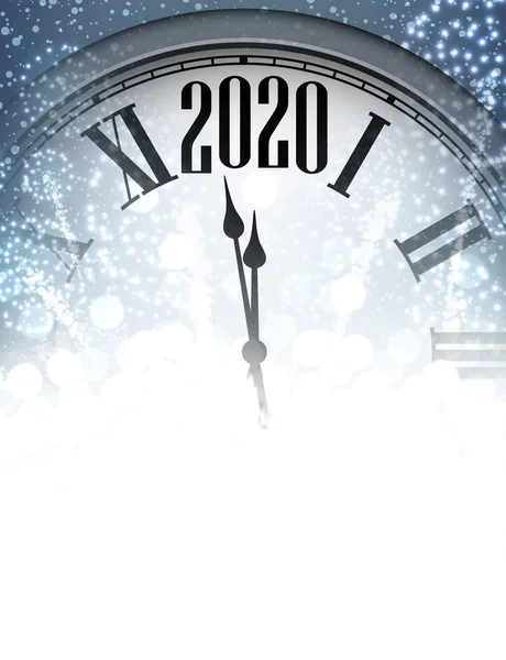 울긋불긋 한 2020 년 새해 배경 과 시계. — 스톡 벡터
