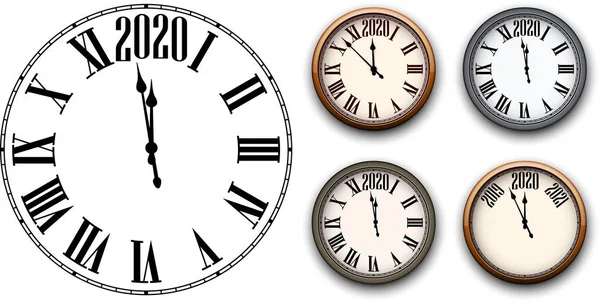 2018 년 6 월 24 일에 확인 함 . New Year clock isolated on white background.. — 스톡 벡터