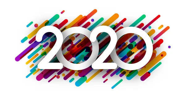Новорічний знак 2020 року з барвистими мазками фарби на білому фоні — стоковий вектор