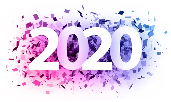 Новорічна листівка 2020 року з фіолетовим конфетті . — стоковий вектор