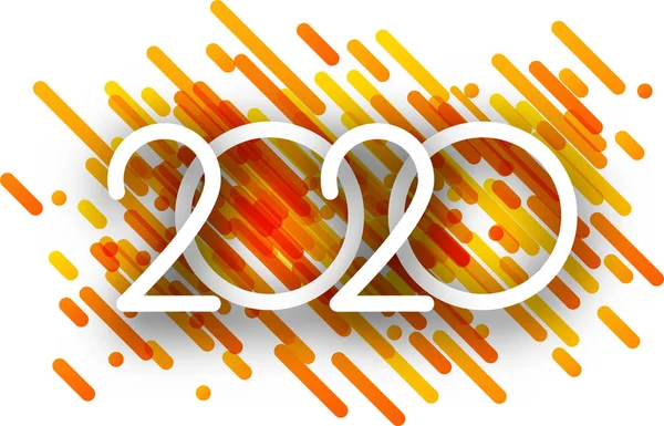 2020 nouvelle année signe avec peinture orange coups plats sur fond blanc . — Image vectorielle