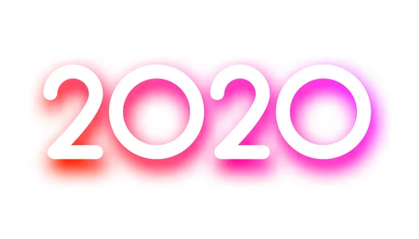 紫色光谱2020年新年白色背景的喜庆标志. — 图库矢量图片