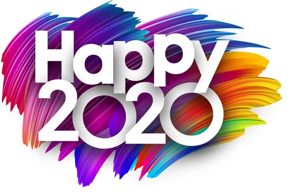 Feliz 2020 año nuevo fondo festivo con pinceladas de colores . — Vector de stock