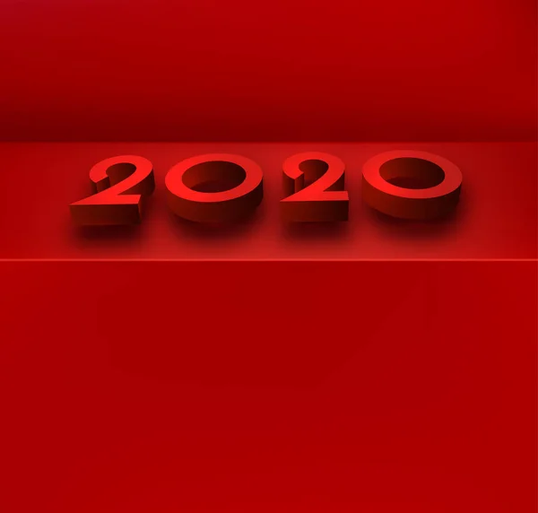 Rouge 2020 Nouvel An fond avec des chiffres 3d . — Image vectorielle