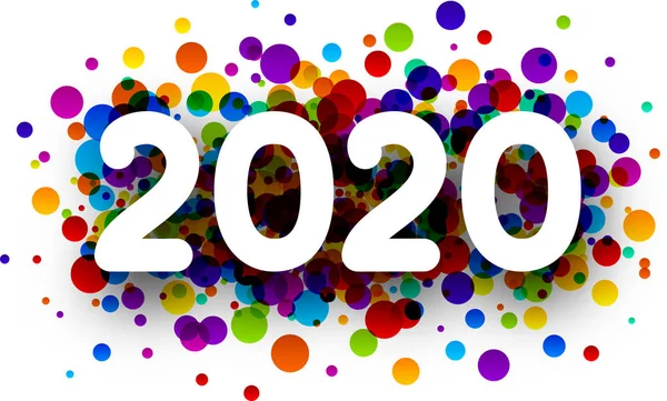 2020年新年贺卡，色彩艳丽，圆圆的五彩纸屑. — 图库矢量图片