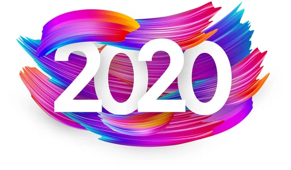 2020 nouvelle année fond festif avec coups de pinceau colorés . — Image vectorielle