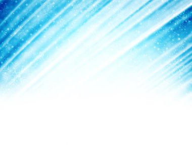 3 boyutlu turkuaz fırça darbeleri, arka planda kar taneleri ve ışık lekeleri. Akan ipek gibi arka plan. Vektör illüstrasyonu.