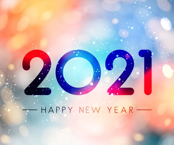 2021 Gelukkig Nieuwjaarsbord Misvormd Glas Heldere Veelkleurige Achtergrond Vector Vakantie — Stockvector