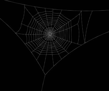 Siyah arka planda örümceksiz beyaz örümcek ağı. Vektör illüstrasyonu.