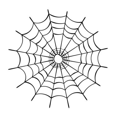 Beyaz arkaplanda örümceksiz örümcek ağı.