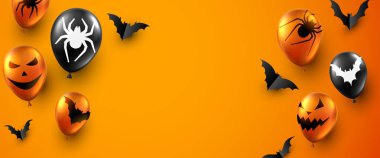 Turuncu arka planda turuncu ve siyah balonlar.