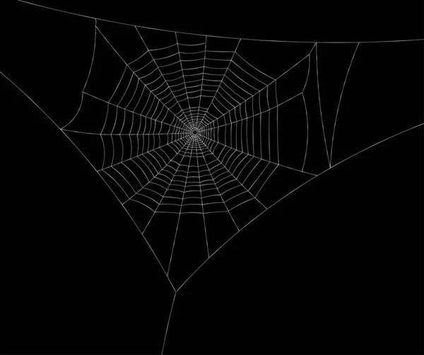 黒い背景にクモのいない白いクモの巣 ベクターイラスト — ストックベクタ