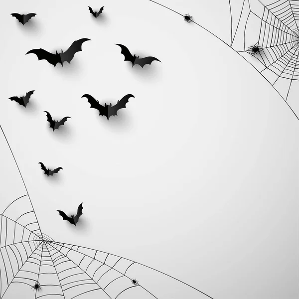 Murciélagos Papel Negro Telaraña Con Arañas Las Esquinas Fondo Papel — Vector de stock