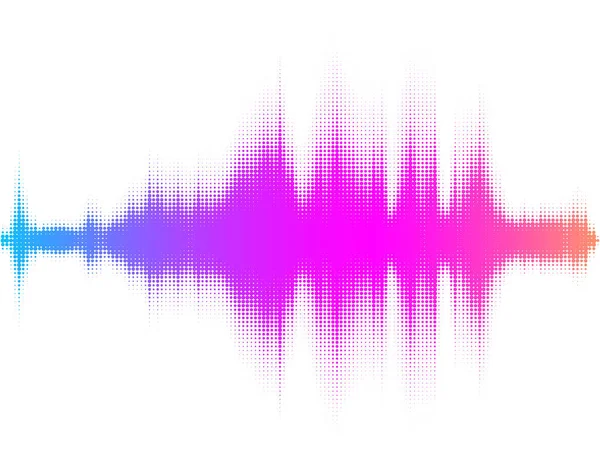 Abstrakte Mehrfarbig Gepunktete Schallwelle Auf Weißem Hintergrund Vektorillustration — Stockvektor