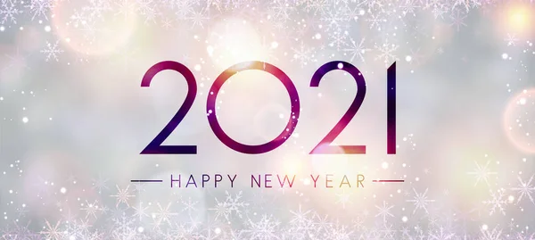 2021 Šťastný Nový Rok Znamení Zamlženém Skle Šumivá Světla Konfety — Stockový vektor