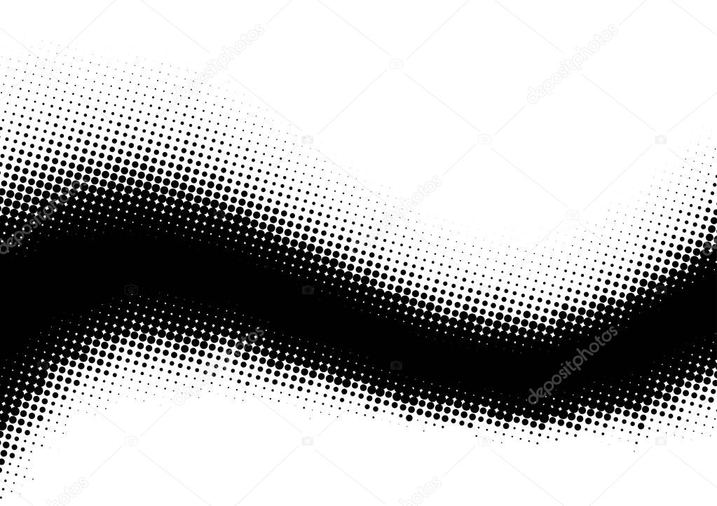 Abstract halftone monochrome gradient dotted pattern path. Vector pop art illustration.