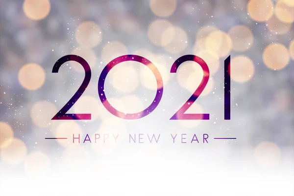 2021 Gelukkig Nieuwjaarsbord Misvormd Glas Sprankelende Veelkleurige Lichten Confetti Vector — Stockvector