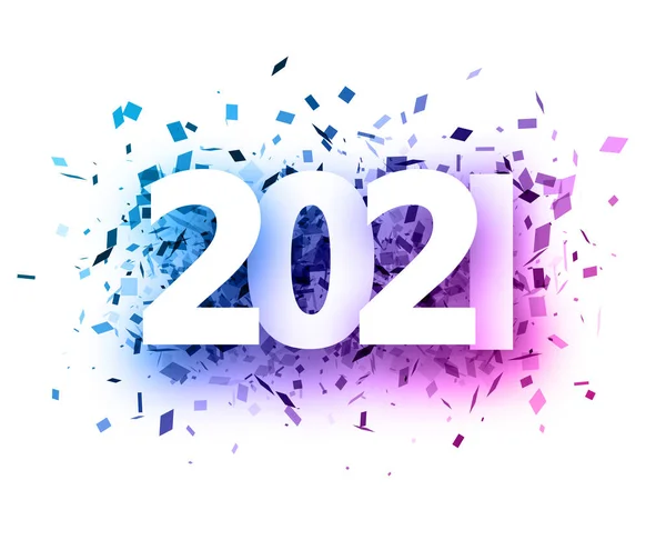2021 Panneau Papier Sur Bleu Violet Dégradé Confettis Fond Illustration — Image vectorielle